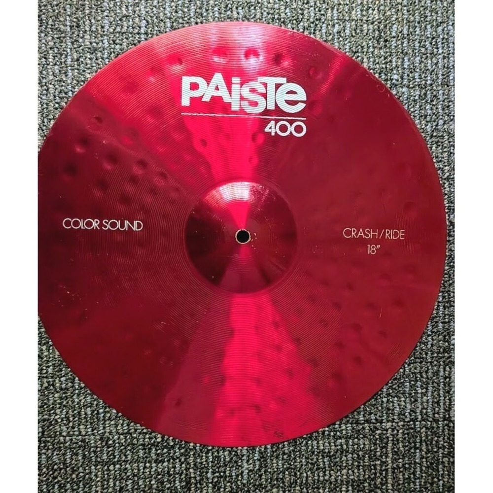 Vintage 80s Paiste 400 Cymbal Red 18" Color Sound Color Sound Drum Set Music